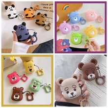 Для AirPods чехол 3D милый мультяшный медведь чехол для наушников для Airpods 2/i10/i11TWS ins стильный защитный чехол с кольцом на палец