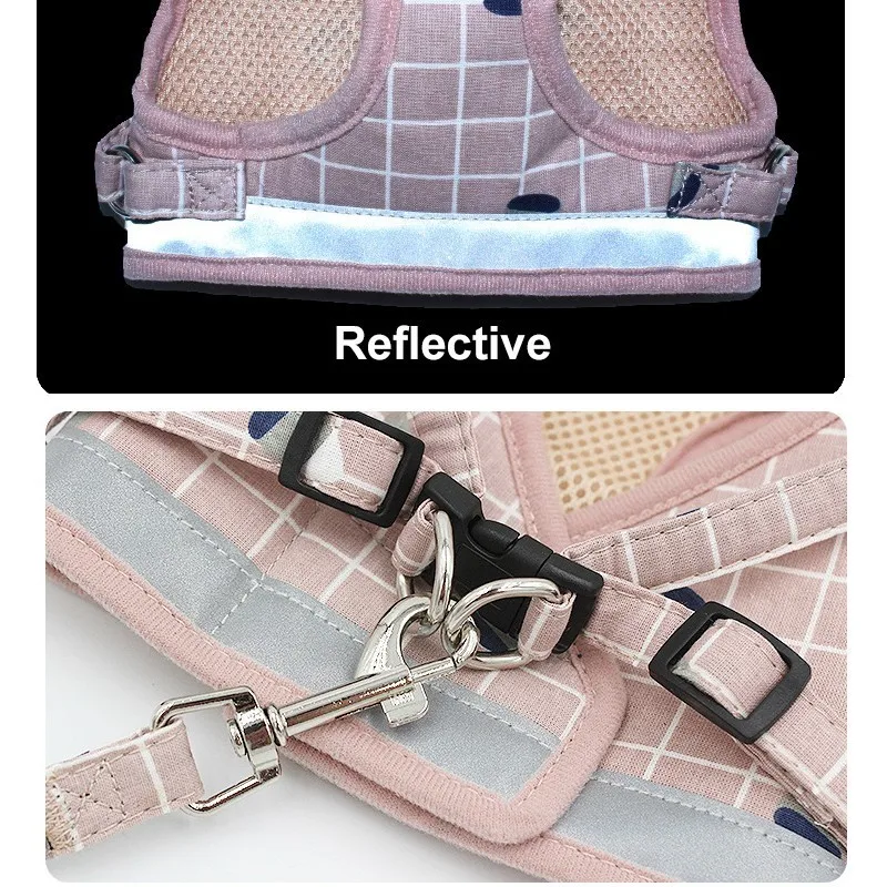 Benepaw-Breathable-Plaid-Small-Dog-Harness-Leash-Set-Lightweight-Mesh-Soft-Pet-Harness-for-Small-Medium (3)