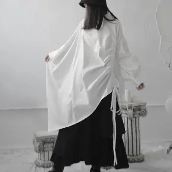 

Z-ZOUX Women Shirt Batwing Sleeve Asymmetry Drawstring Cotton Black White Woman Blouses Shirts Plus Size Casual Long Blouse 2020