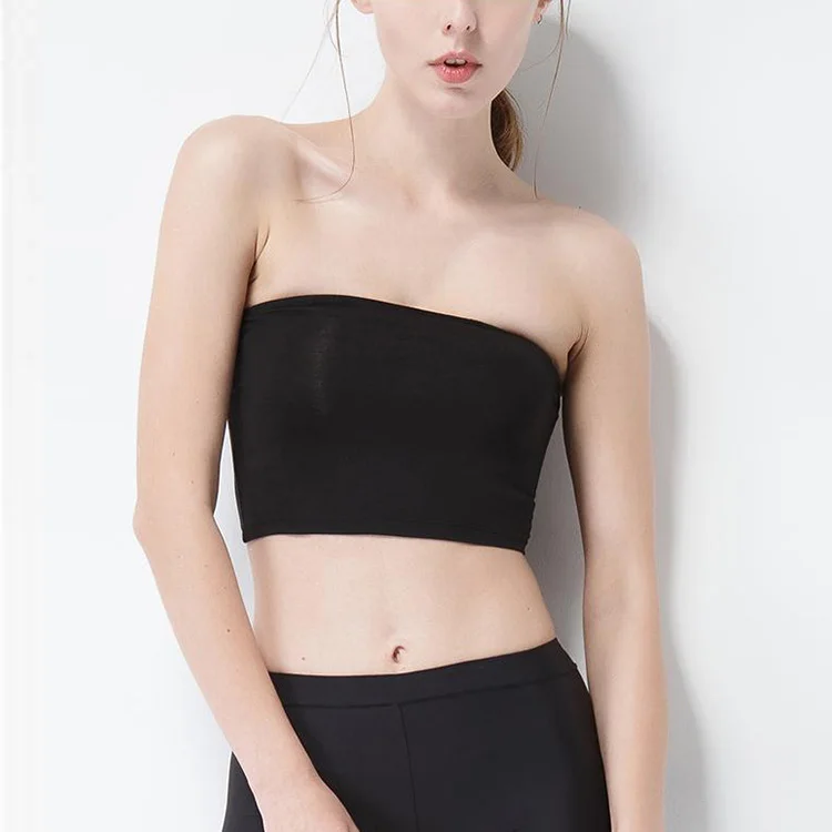 Summer Women Sexy Tube Top Strapless Black Bandeau Sleeveless Sports Bra Underwear Wrap Chest CXZ - Цвет: Черный