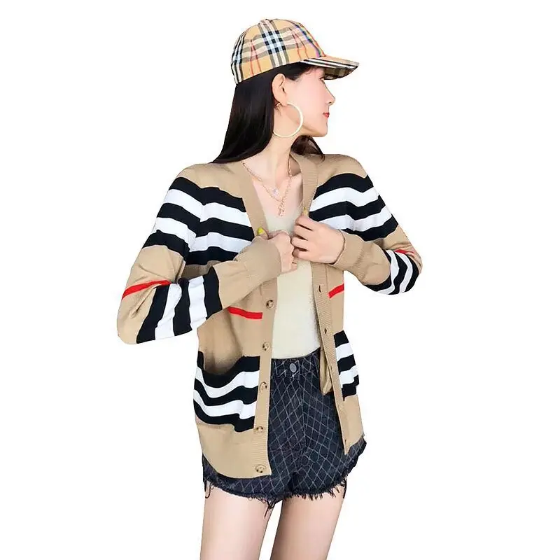 Модное винтажное Полосатое пальто шерстяной кардиган vestidos de verano vestido blusas Женские топы и блузки Топы Уличная Сексуальная