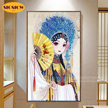 

5D DIY Diamond Painting Chinois Peking Opera Cartoon Girl Full Square Round 3D Diamond Embroidery Chinese Cross Stitch Art Craft