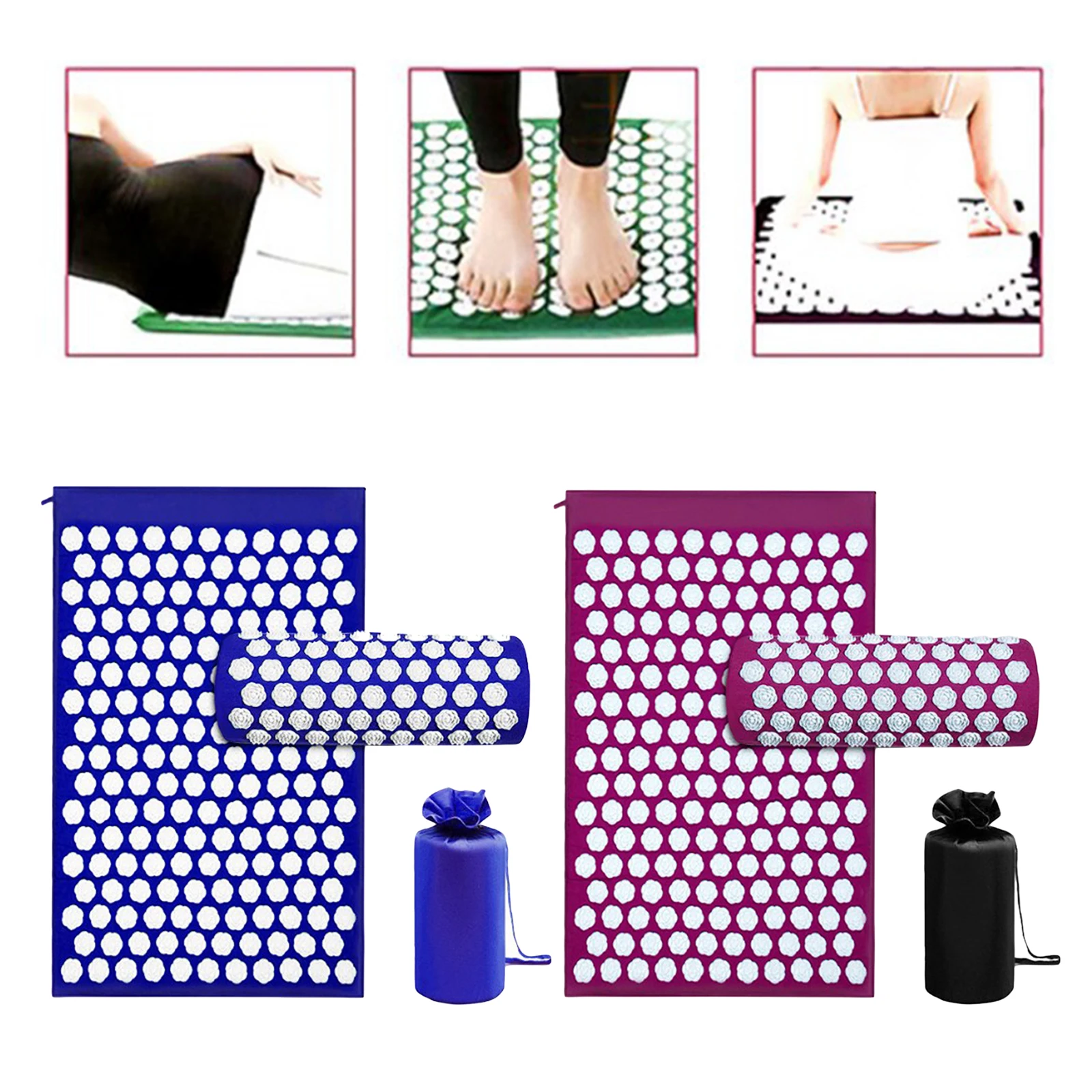 Trigger Point Therapy Acupressure Mat and Pillow Set for Back Neck Pain Relief Relieves Stress