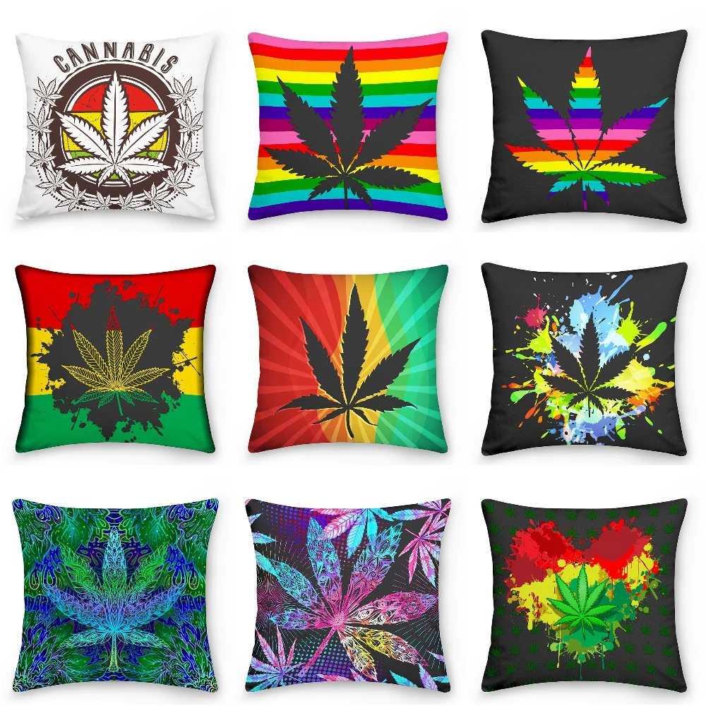 

Hippie Style Leaf Cushion Cover 45*45 Polyester Throw Pillow Covers Sofa Home Decor Decorative Pillowcase