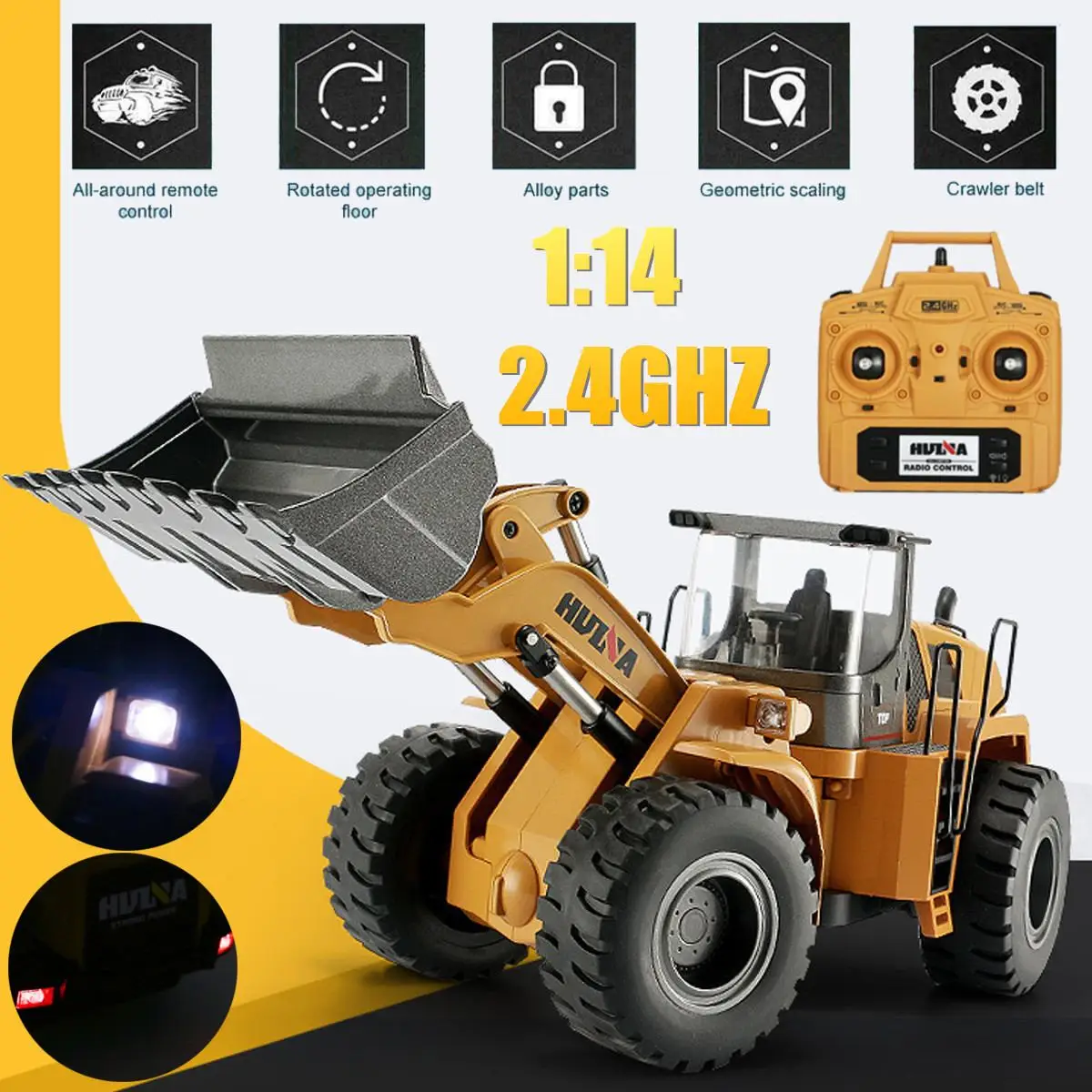 

2.4GHZ 1:14 RC Alloy Steel Model Car Electric Remote Control Excavator Bulldozer Engineering Vehicle Kids Toys