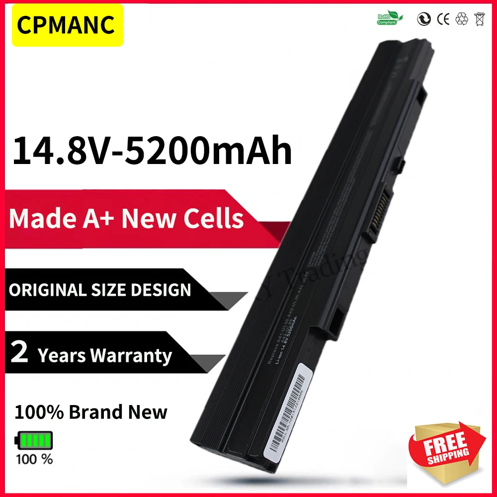Bateria para Computador Portátil Asus Bateria 14.8v e 5200mah para Notebooks Asus Ul30 Ul30a U30jc Ul50 Ul80 U30 U35 U45 Ul30a Ul80a