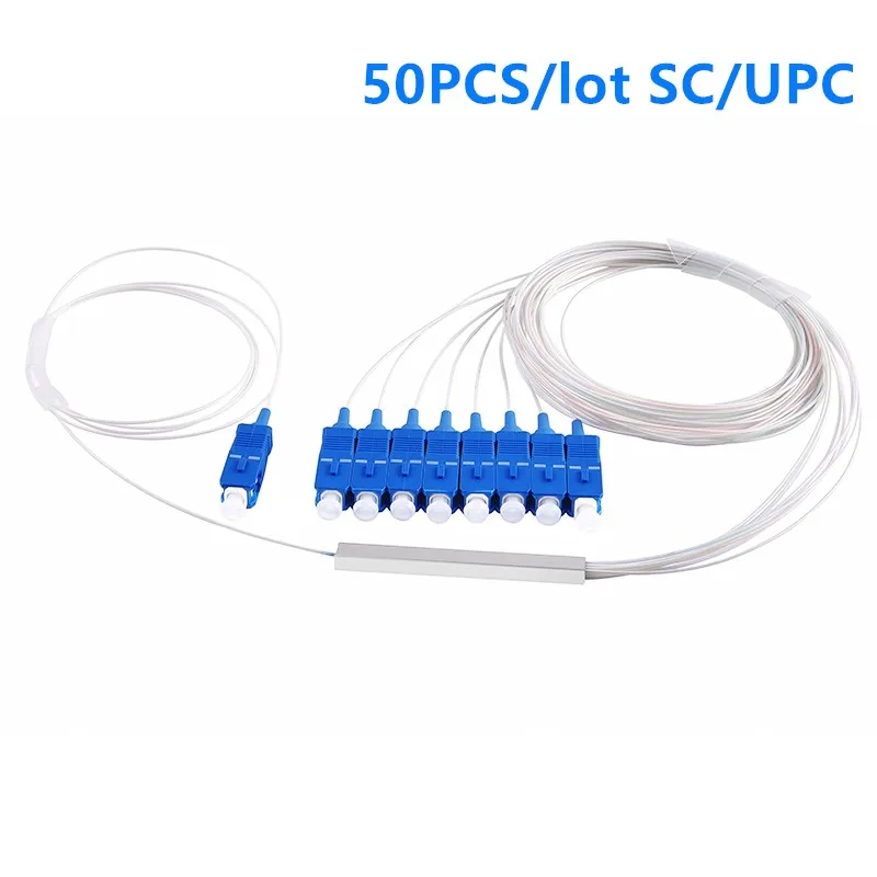 50PCS SC PC UPC одномодовый волоконно-оптический FTTH 0,9 мм Мини plc сплиттер 1x8 - Цвет: 50PCS