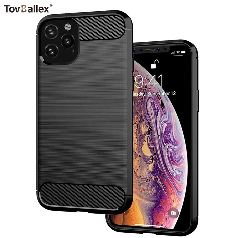 500 шт. чехол для телефона Apple iPhone 11 Pro Max XS XR X 8 7 6 6S Plus SE 5s мягкий, гибкий, из ТПУ чехол из углеродного волокна с защитой от отпечатков пальцев