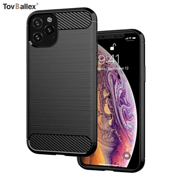 

500Pcs Phone Case For Apple iPhone 11 Pro Max XS XR X 8 7 6 6S Plus SE 5S Soft Flexible TPU Anti-Fingerprint Carbon Fiber Cover