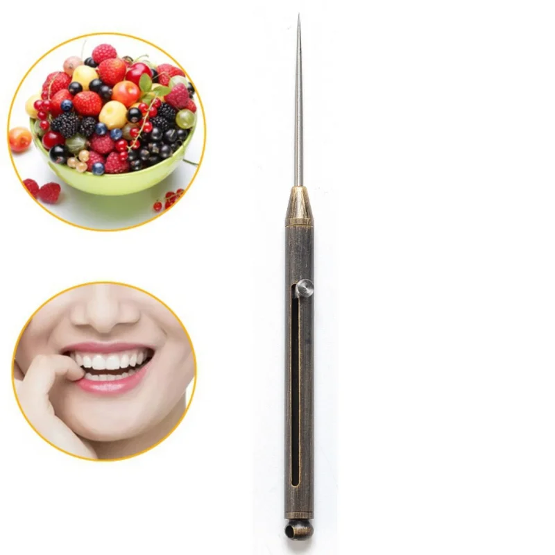 

Titanium Alloy Push-pull Spring Design Toothpick With Protective Case Ultra-Light Portable Multi-function Fruit Fork Picnic Tool
