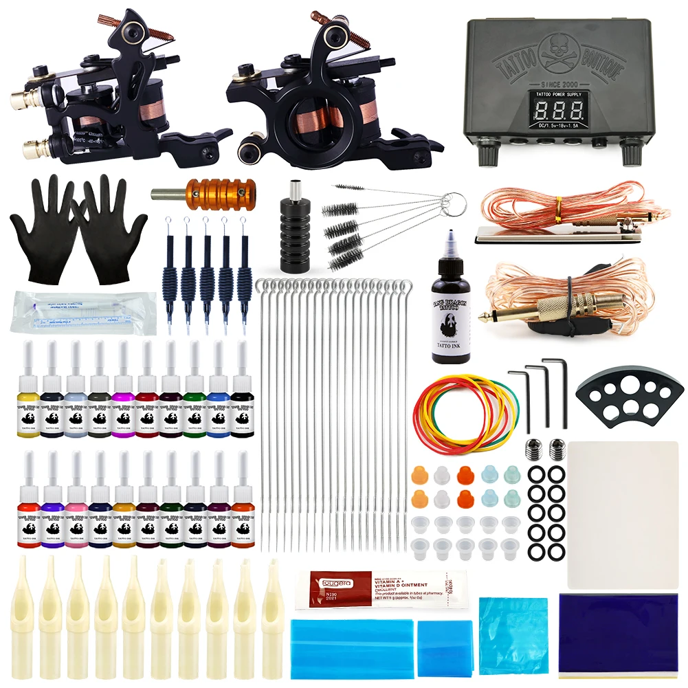 TATTOO SET Набор для тату-машинки, полный набор для тату, электропитание, аксессуары, принадлежности для тату, боди-арт, инструменты, иглы - Цвет: TATTOO SET