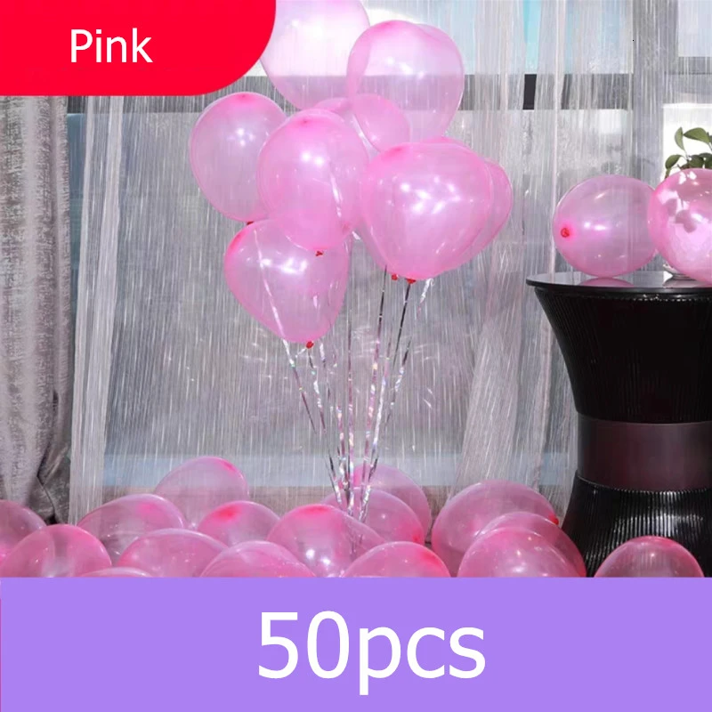 Розовый 50 шт./лот, 10 дюймов, 2,3 г, в форме сердца, хроматические, прозрачные, прозрачные латексные шары, для свадьбы, помолвки, дня рождения, вечеринки, Декор - Цвет: Розовый