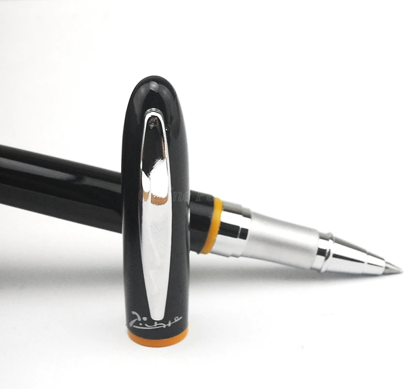

Picasso Pimio 907 Metal Black Yellow Ring Roller Ball Pen Refillable Silver Trim Professional Office Stationery Writing Tool