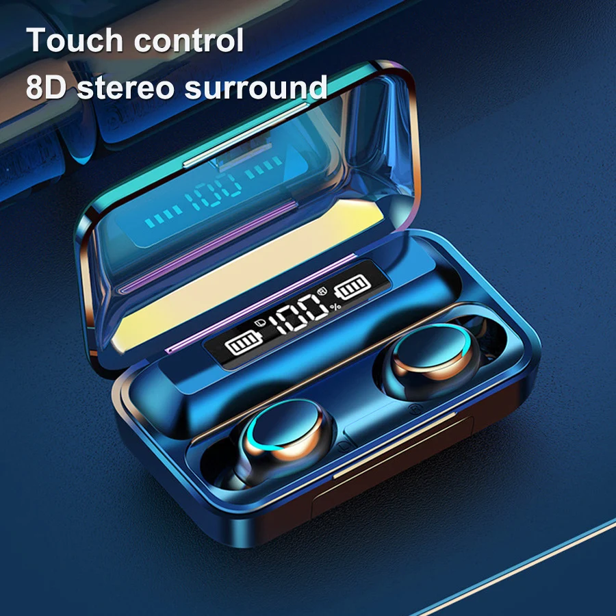 Bluetooth Earphone TWS LED Mini Display F9 5c Earpiece Stero Sound Wireless Noise Reduction 1500mah Power Bank With Microphone