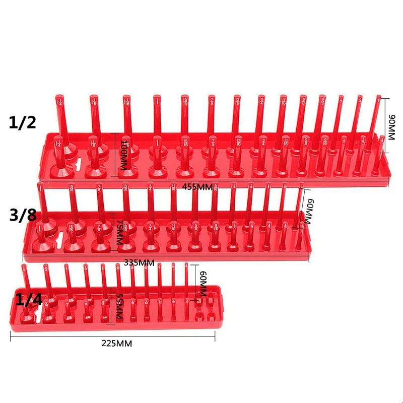 3, 6 штук в партии, комплект 1/4 ''3/8'' 1/2 ''муфта Органайзер рукав держатель для гаража инструменты метрическая система SAE Пластик дома шкаф для инструментов лоток организатор