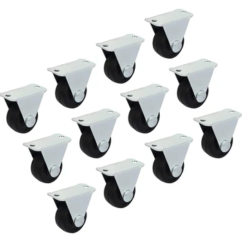 

12 Pack 1-Inch Dia Rubber Single Wheel Rigid Non-Swivel Top Plate Fixed Casters