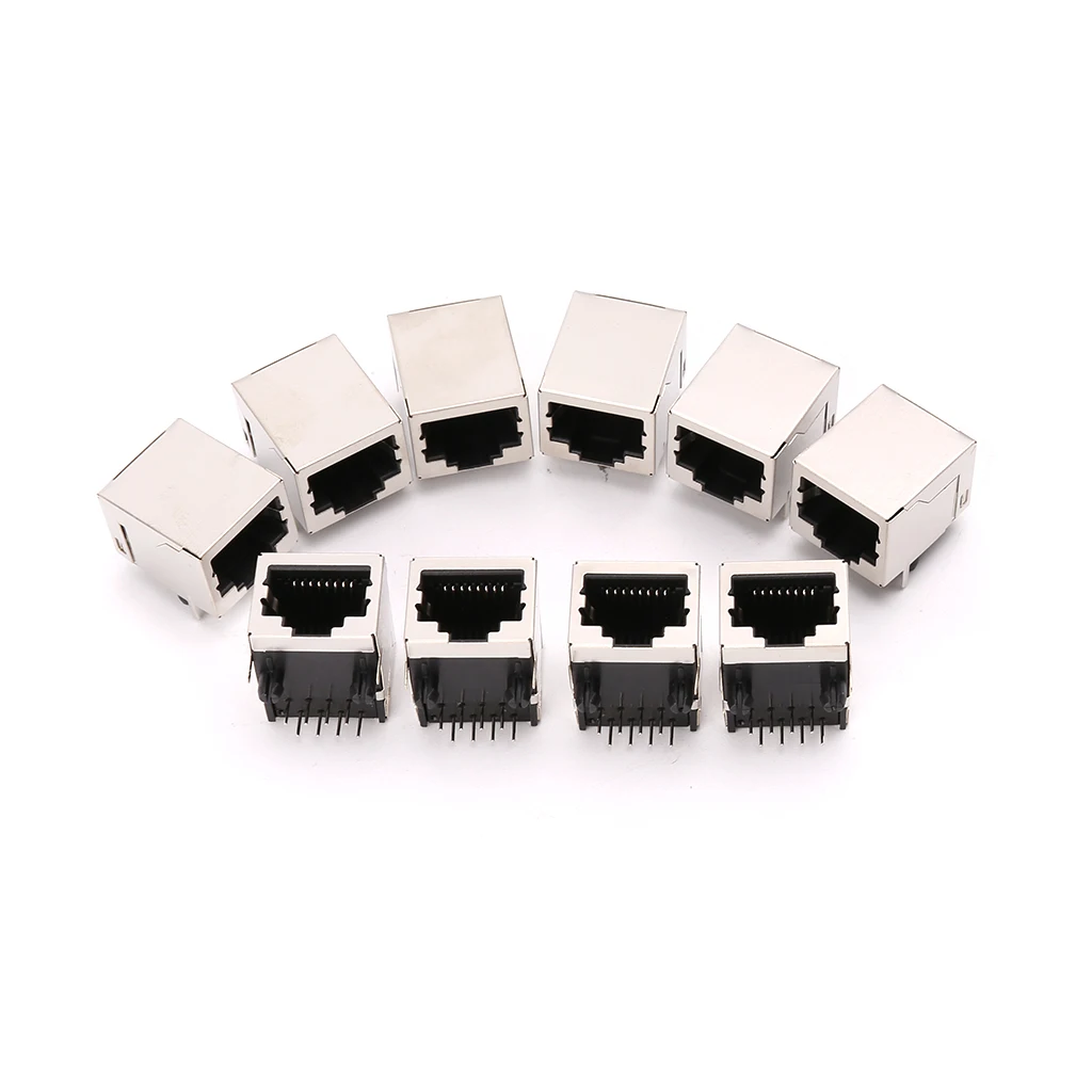 

10pcs 8P8C RJ45 Connectors Single Port 8Pin PCB Mount Female Socket Connector For Ethernet Network