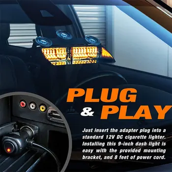 

Vehemo Strobe Light Car Flash Warning Light Lamp Windshield LED Auto LED Suction Cup Strobe Light Caremergencylamp