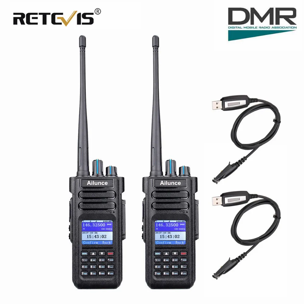 2 шт. Retevis Ailunce HD1 DMR радио GPS Цифровой Walkie Talkie 10 Вт УКВ Dual Band Любительское радио Амадор КВ трансивер Рации