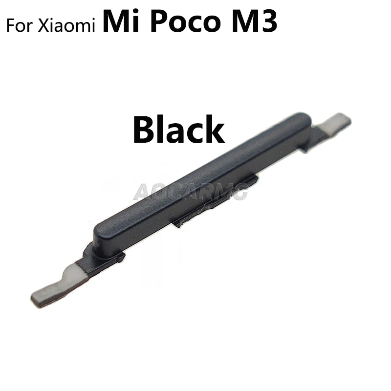 Aocarmo For Xiaomi POCO M3 Side Buttons Power On/Off Volume Up Down Switch Key Replacement Part