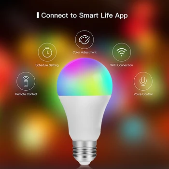 

Compatible with Alexa and Google Assistant WiFi Smart Light Bulb Dimmable Multicolor Wake- Lights RGBWW New E27 LED Lamp