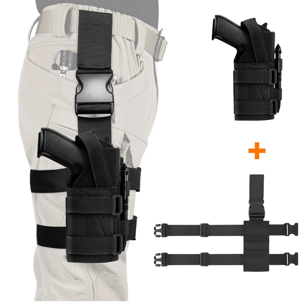 Tactical Molle Drop Leg Platform &ampamp Handgun Holster Adjustable Module Gun Pouch Universal Pistol for Left/Right | Спорт и
