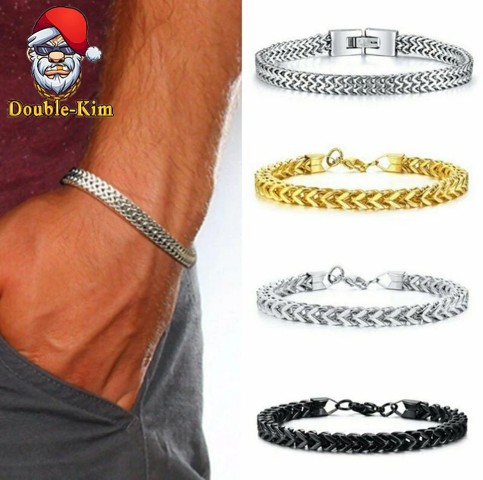 3 цвета простой серебряный браслет хип-хоп Уличная культура титановый браслет из нержавеющей стали Мужской модный подарок для ювелирных изделий