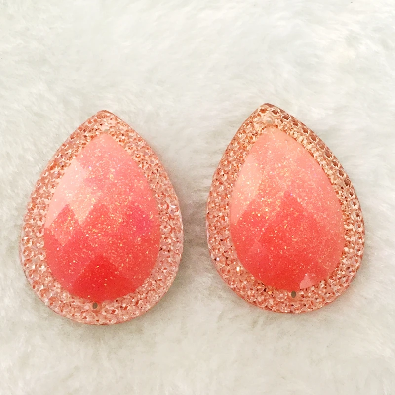 Pink 29*39 мм слеза падение Flatback горный хрусталь кристалл смолы страз DIY свадебное украшение ручной безумный ремесла 4 шт-HE78 - Цвет: Pink