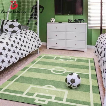 

Bubble Kiss Rug 3D Green Football Field Pattern Carpet Bedroom Decor Children's Crawling Mat Living Room Decoration Anti-slip