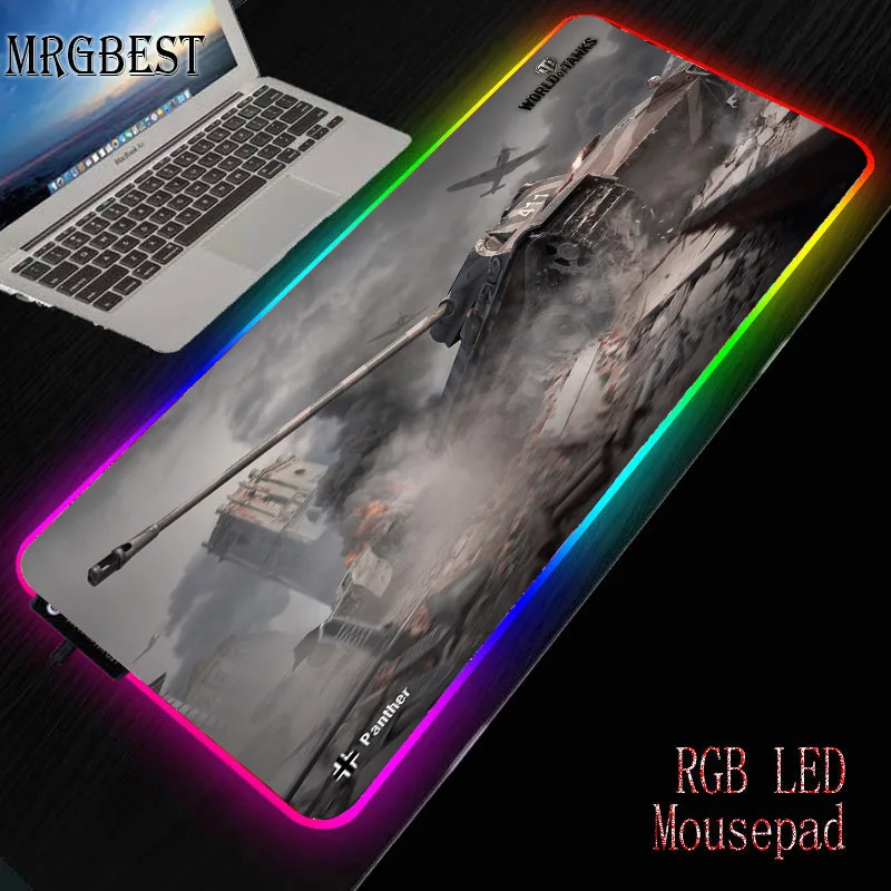 Коврик для мыши MRGBEST Tank World игровой компьютер с RGB подсветкой Mause большой коврик