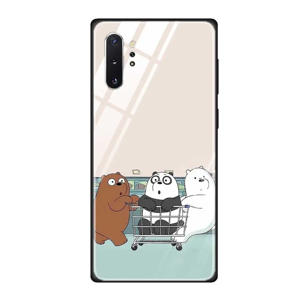 Закаленное Стекло чехол для телефона чехол для Samsung Galaxy S10 S10E S9 S8 Note 9 10 105G Plus A50 A30 ТПУ мягкий чехол с мы вся правда о медведях - Цвет: T03