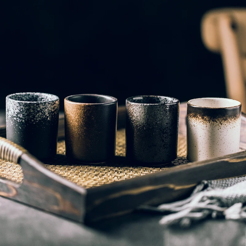 150ml 200ml Japanese Style Teacup Juice Coffee Mugs Glass Water Cup Stoneware Ceramic Hand-Painted Kungfu Cuisine Drinkware
