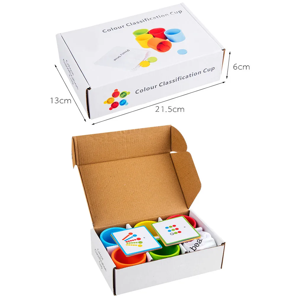  Wooden Color Classification Matching Cup Toys Kids Color Early Learning Educational Toy Wooden Toys