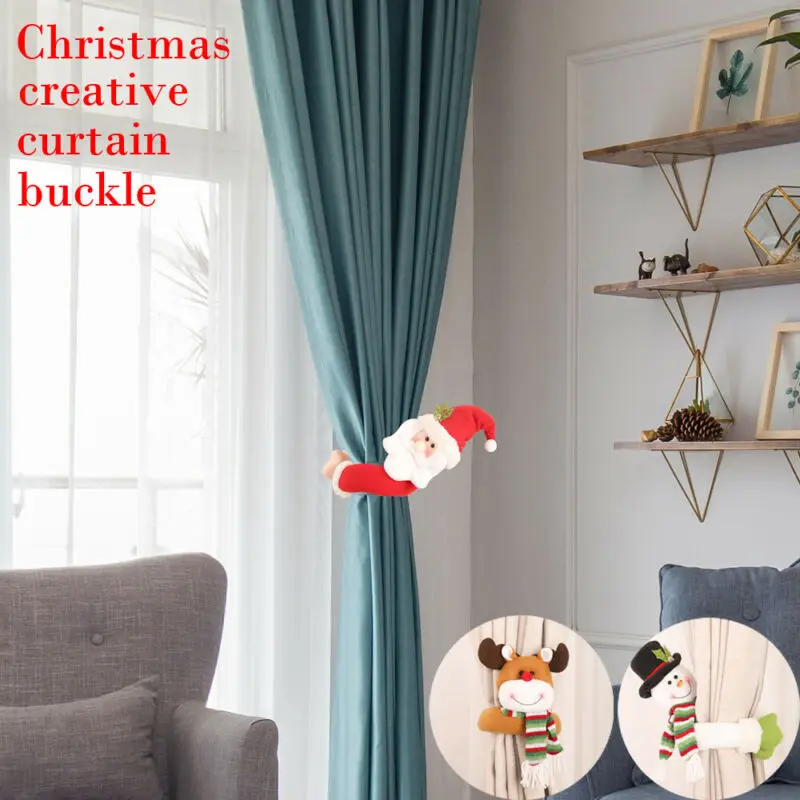 Рождественский Занавес Tiebacks креативная шторка Пряжка зажимы украшения окна Санта Клаус Снеговик Лось комплектующие для штор держатель