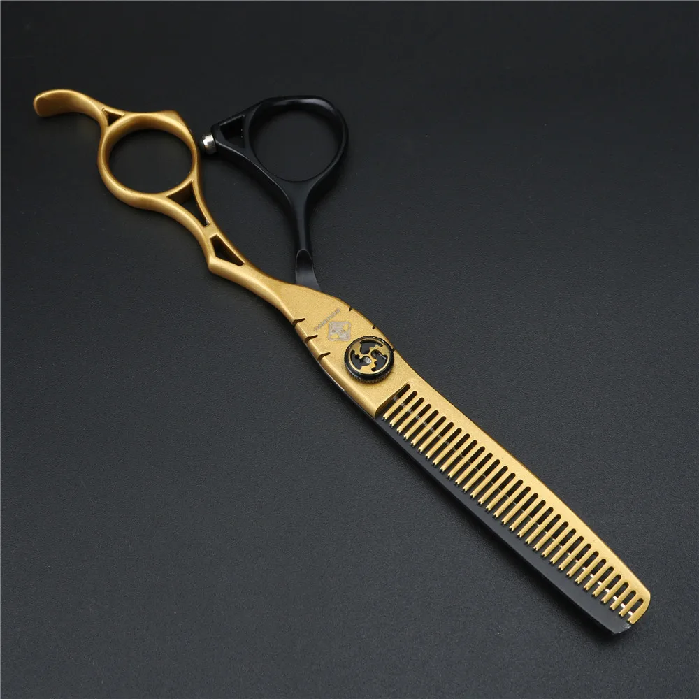 Японские Ножницы 6,0 дюймов Черные ножницы для правой руки Уход за волосами удобные и простые в использовании идеальные стрижки волос - Цвет: Gold Thinning2