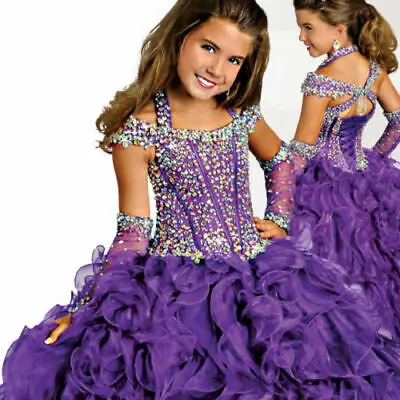 Hot Koop Paars Bloem Meisje Prinses Baljurk Formele Prom Party Pageant Jurk Hot Koop Paars Bloem Meisje Prinses Baljurk Formele Prom Party Pageant Jurk