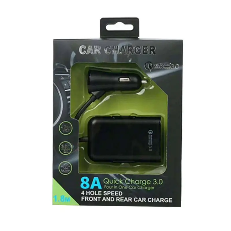 Универсальное автомобильное зарядное устройство с 4 usb-портами, Передняя Задняя часть сиденья QC3.0, быстрая зарядка для телефона