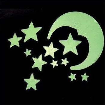 

Star Nursery Baby Room Home Decor Wallpaper Wall Stickers for Kids Rooms Decal1 Set Glow in Dark Luminous Cartoon Moon