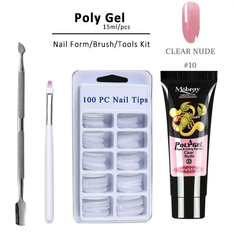 LGHZLINK Poly Extention Gel Set Nail Clear Color Nail Tip Uv Gel Slice Brush Quick Building For Nails Extensions Hard Jelly Gel - Цвет: 10