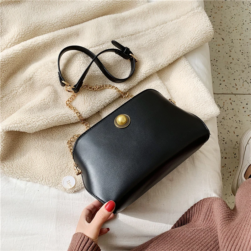 

Solid color leather ladies bag fashion retro shoulder Messenger bag mobile phone bag designer luxury chain bag
