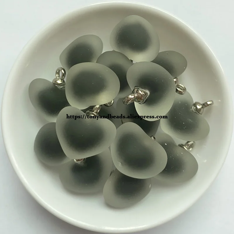 (1 Los = 10 stücke) Herzform matte Perle in Perle Acryl kleiner Anhänger Größe 16mm 11 Farben für Schmuck herstellung DIY – Detail 5