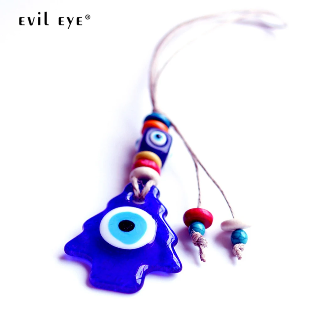 

EVIL EYE Glass Bead Pendant Keychain Rope Chain Car keyring Blue Turkish Eye Charm Key Chain Fashion Jewelry for Women Men LE240