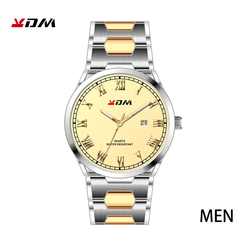 Элегантные парные часы, браслет из нержавеющей стали для влюбленных, лучший подарок, простые Роскошные парные часы для мужчин и женщин - Цвет: S-G-SG Men