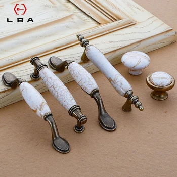 

LBA Zinc Alloy Decoration European Push Pull Handles Antique Ceramic Door Handle Wardrobe Cupboard Drawer Security Handle