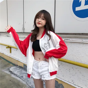 

Autumn Loose Jacket Women Casual Wear Sun Protection Clothing Spring Thin Coat Loose Jacket Cardigan BF Wind Hip Hop Streetwear