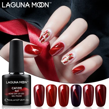 

Lagunamoon 8ML Wine Red Cat Eyes Gel Nail Polish Paint Nail Art Vernis UV LED Gelpolish Gellak Cat's Eye Stamping Lucky Lacquer