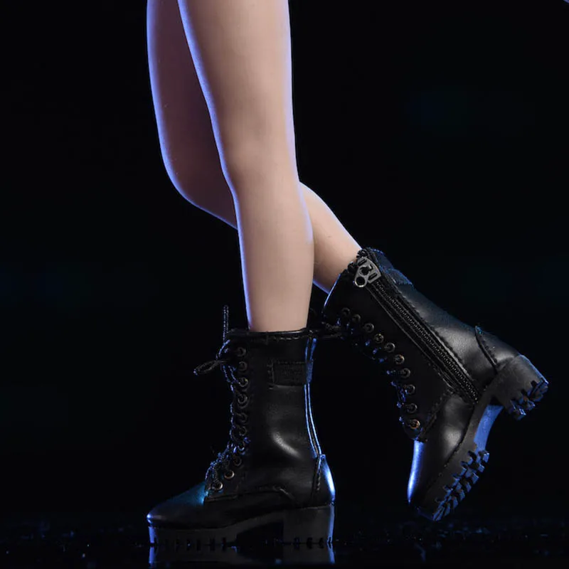 

1/6 Scale Zip Mid Boots 19XG43 Shoes Female Soldier Figures Hollow Leather Boots 12" Action Figure Model Accessories