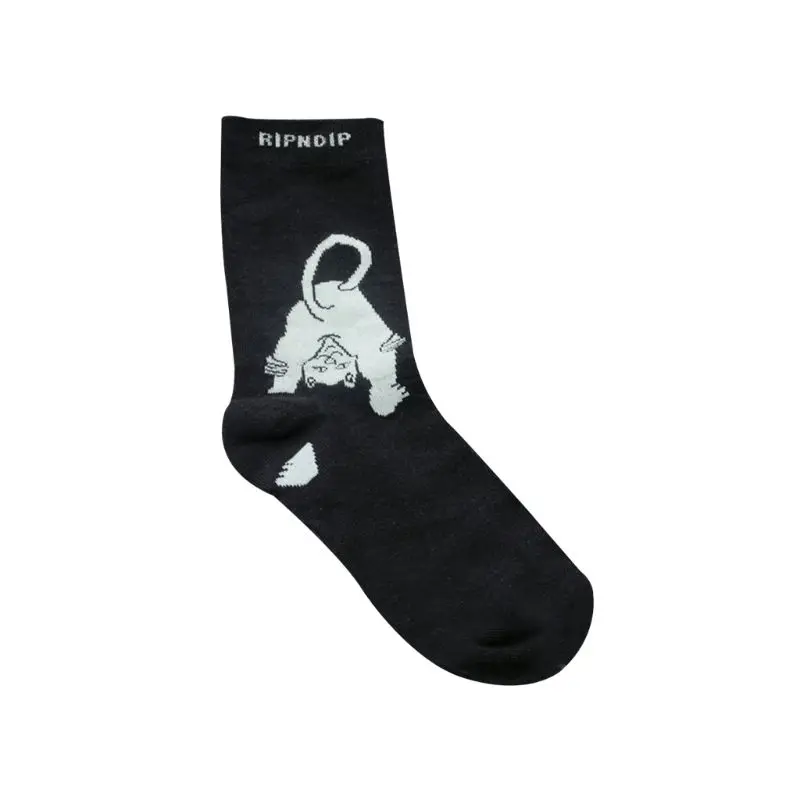 6 Unisex Unisex Couples Autumn Harajuku Trick Long Crew Socks Funny Spoof Cartoon Middle Finger Bad Cat Letters Printed Cotton 9 - Цвет: 6