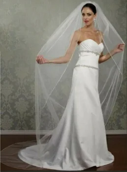 

2020 Fashion Sequin Beaded Bridal Veil 1Layer 3*1.5M White/Ivory Wedding Veil with Comb Crystal Beaded Edge