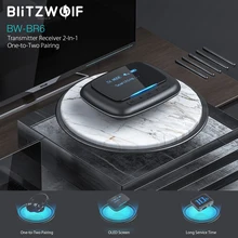 BlitzWolf BW-BR6 2 In 1 OLED ekran bluetooth V5.0 kablosuz AV alıcısı-vericisi alıcısı 3.5mm Aux 2RCA kablosuz ses adaptörü ses